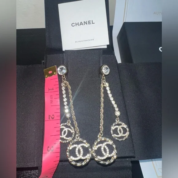 RARE CHANEL DOUBLE DANGLE EARRINGS - Picture 16 of 17